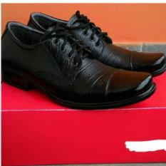 Sepatu pantofel formal pria kickers tali kerja kantoran dinas resmi bahan kulit sapi asli hitam