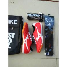 sepatu futsal Paket komplit KULIT BIRU/MERAH