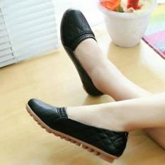 Sepatu kerja flat shoes kerut hitam krem baru murah