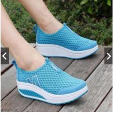 SEPATU KETS SLIP ON M BIRU CEWEK WANITA KOREA JOGGING RUNNING SPORT CASUAL MODIS MURAH