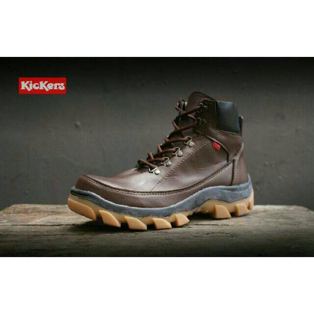 Sepatu Kickers Boots Safety Brown West Touring Tracking Kulit Boot Pria