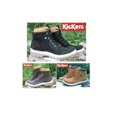 Sepatu Kickers Boots Tracking Safety Ujung Besi Gunung Motor Pria Kerja Lapangan Warna Coklat Hitam Tan