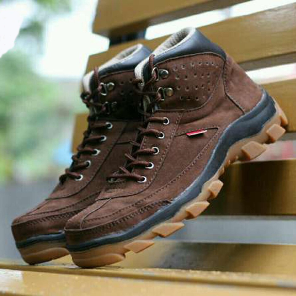 Sepatu Kickers Brembo Safety Boots Suede Leather Brown