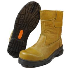 Sepatu Kulit Asli Dr.Faris Boots Safety Fashion Pria Bikers - DR FARIS CHEVASAN CV 01 - Hitam - Coklat - Kuning