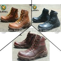 Sepatu Kulit Boots Pria Work Safety Temali Camel / Sepatu Pria Work Safety Keren Murah