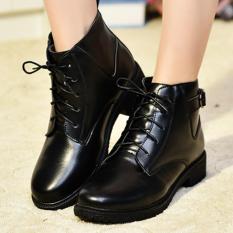 Sepatu Kulit Wanita Sepatu Bot Bulu Panas Musim Yang Hangat Sepatu Pergelangan Kesemek Sepatu Kaset Rendah Tumit Kulit Wanita Boots Hangat Bulu Musim Dingin Boots Ankle Boots Rendah Tumit Kasual Sepatu