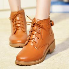 Sepatu Kulit Wanita Sepatu Bot Bulu Panas Musim Yang Hangat Sepatu Pergelangan Kesemek Sepatu Kaset Rendah Tumit Kulit Wanita Boots Hangat Bulu Musim Dingin Boots Ankle Boots Rendah Tumit Kasual Sepatu