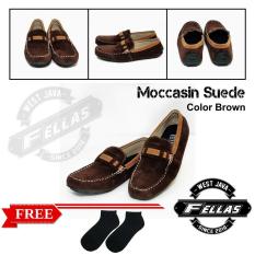 Sepatu Loafer Pria Simple Suede Brown Best Seller