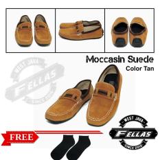 Sepatu Loafer Pria Simple Suede Tan Best Seller