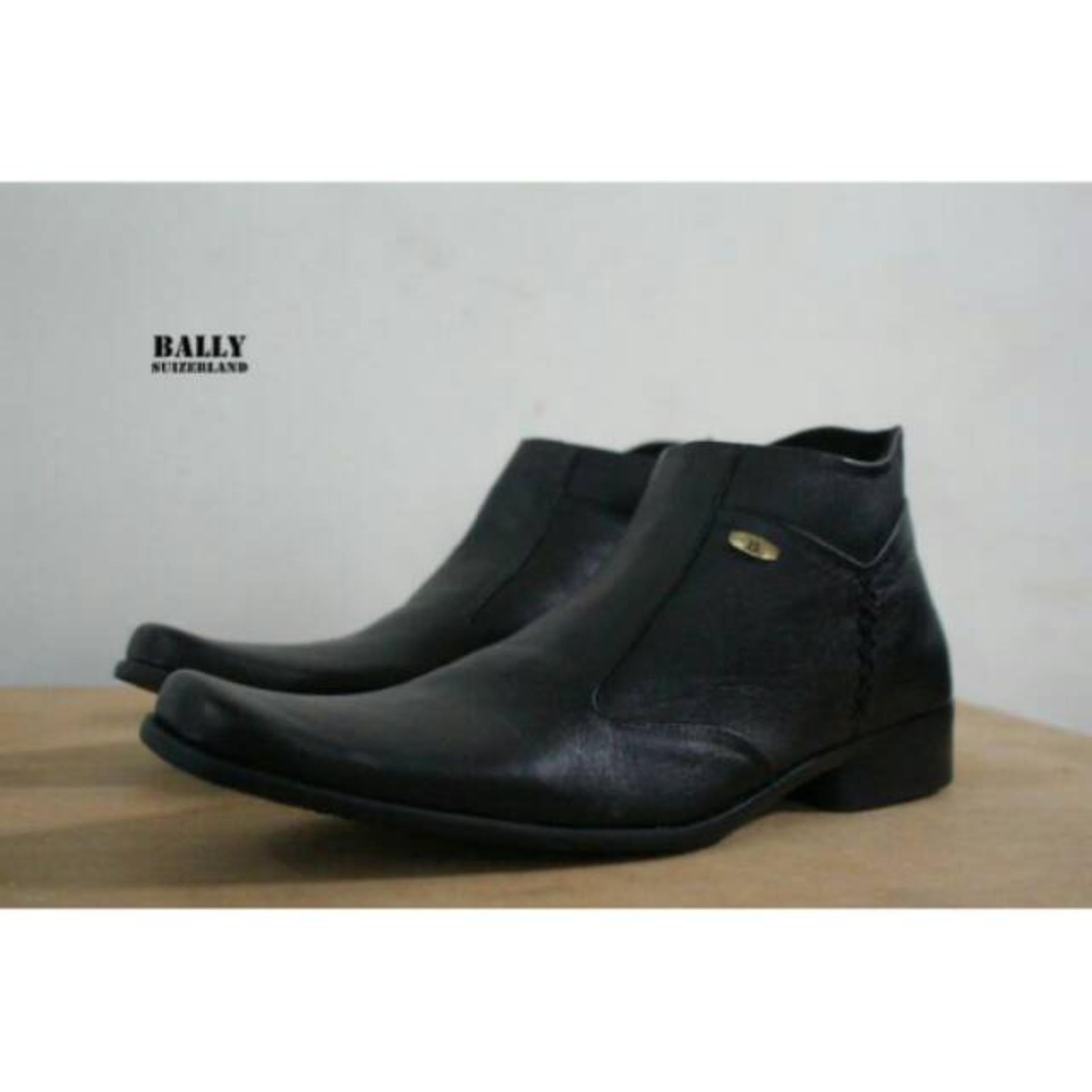SEPATU PANTOFEL BALLY ZIPPER FORMAL KULIT ASLI KANTOR KERJA PRIA