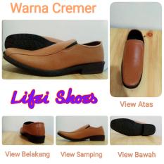 Sepatu Pantofel Formal Kerja Casual Pria Cowok Cowo Laki Big Size Ukuran Super Besar Jumbo 43 44 45 Coklat Cremer Cream Krem