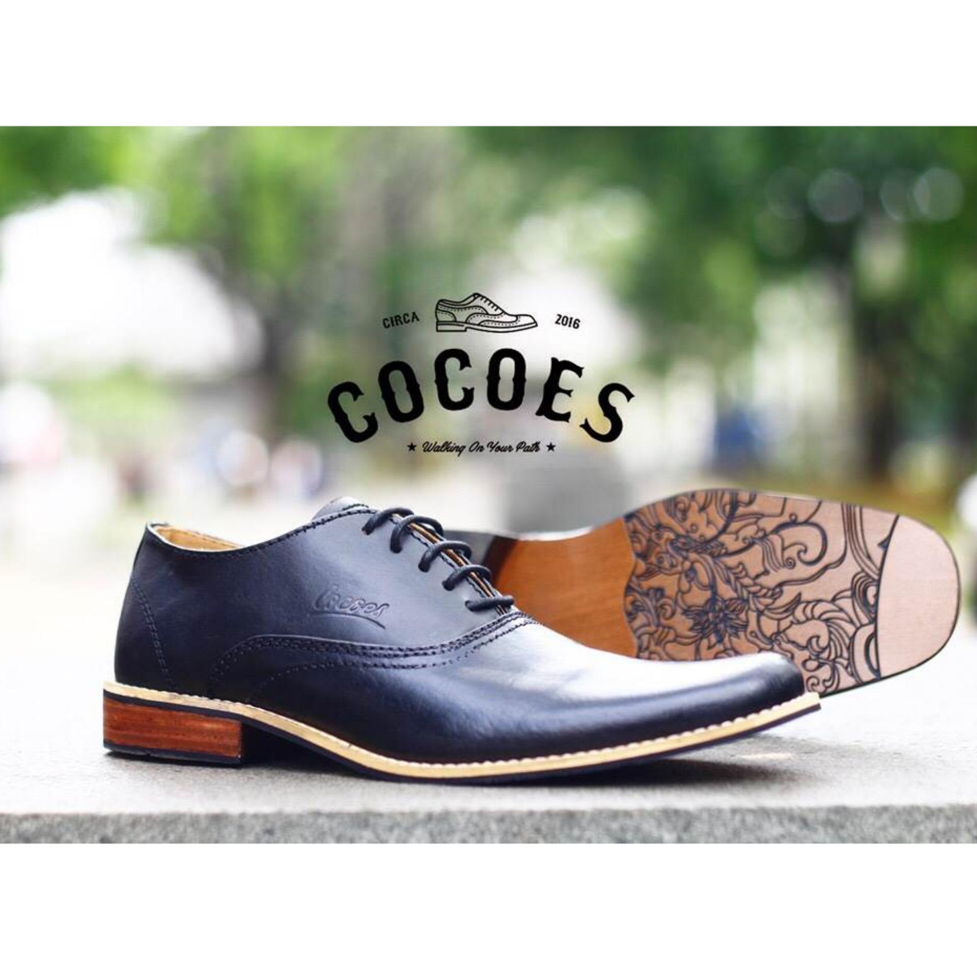 Sepatu Pantofel Formal Kerja Pria - Kulit Asli - COCOES MARKER - Black