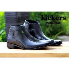Sepatu Pantofel Pria Kulit Asli Kickers High Cacing Formal Kerja Kantoran Slop Casual - Free Kaos Kaki