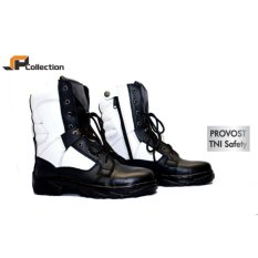 JAFERI Sepatu PDL Provost TNI Safety Warna Hitam-Putih Bahan Kulit Sapi Asli Cocok Juga Untuk Security