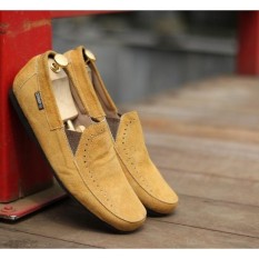 SEPATU PRIA CASUAL SLIP ON DEMBELE SLOP kulit suede Tan ukuran 38 39 40 41 42 43 44