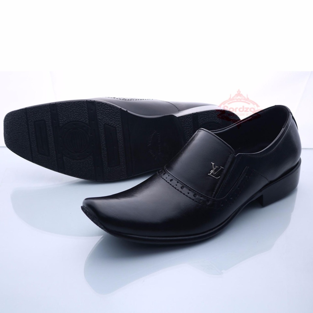 Sepatu Pria Pantofel Kulit Asli Slip On Formal Premium Black 075Ht