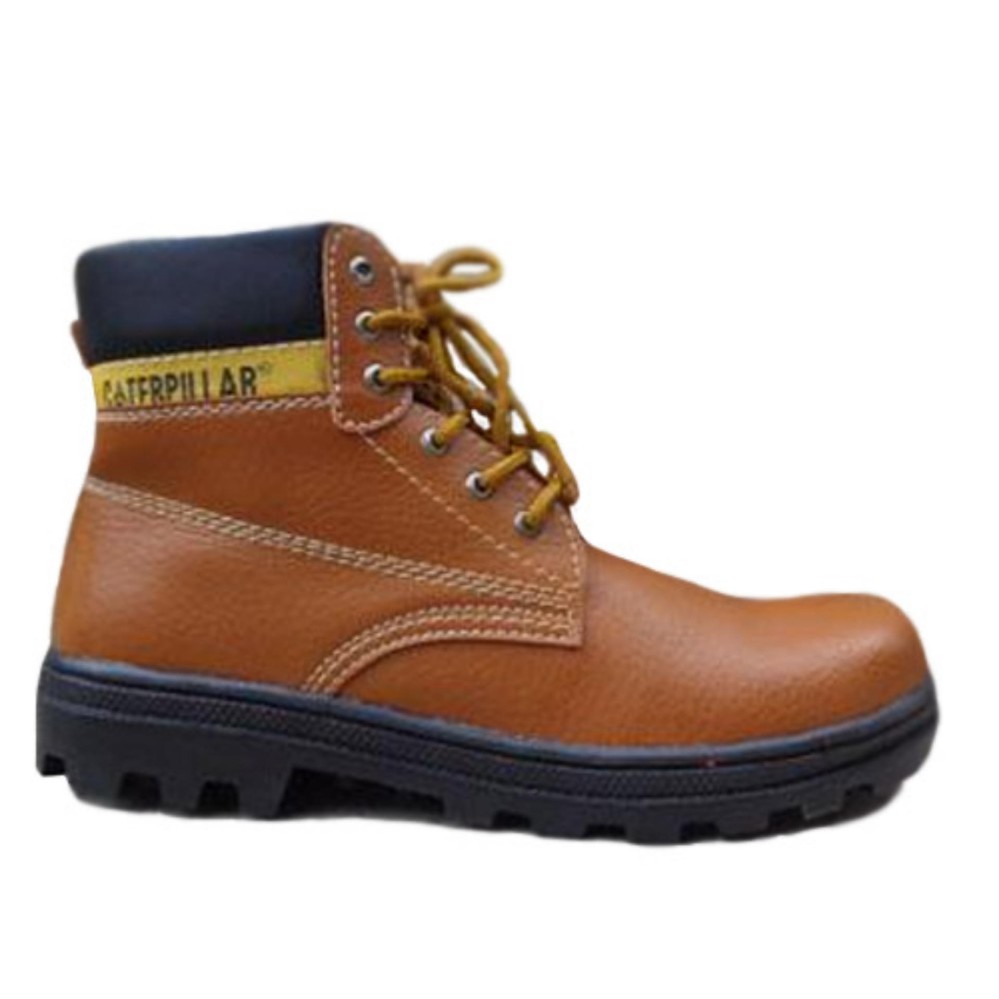 Sepatu pria safety shoes caterpillar bromo coklat licin tinggi , sepatu caterpillar, caterpilar bromo licin, sepatu gunung 