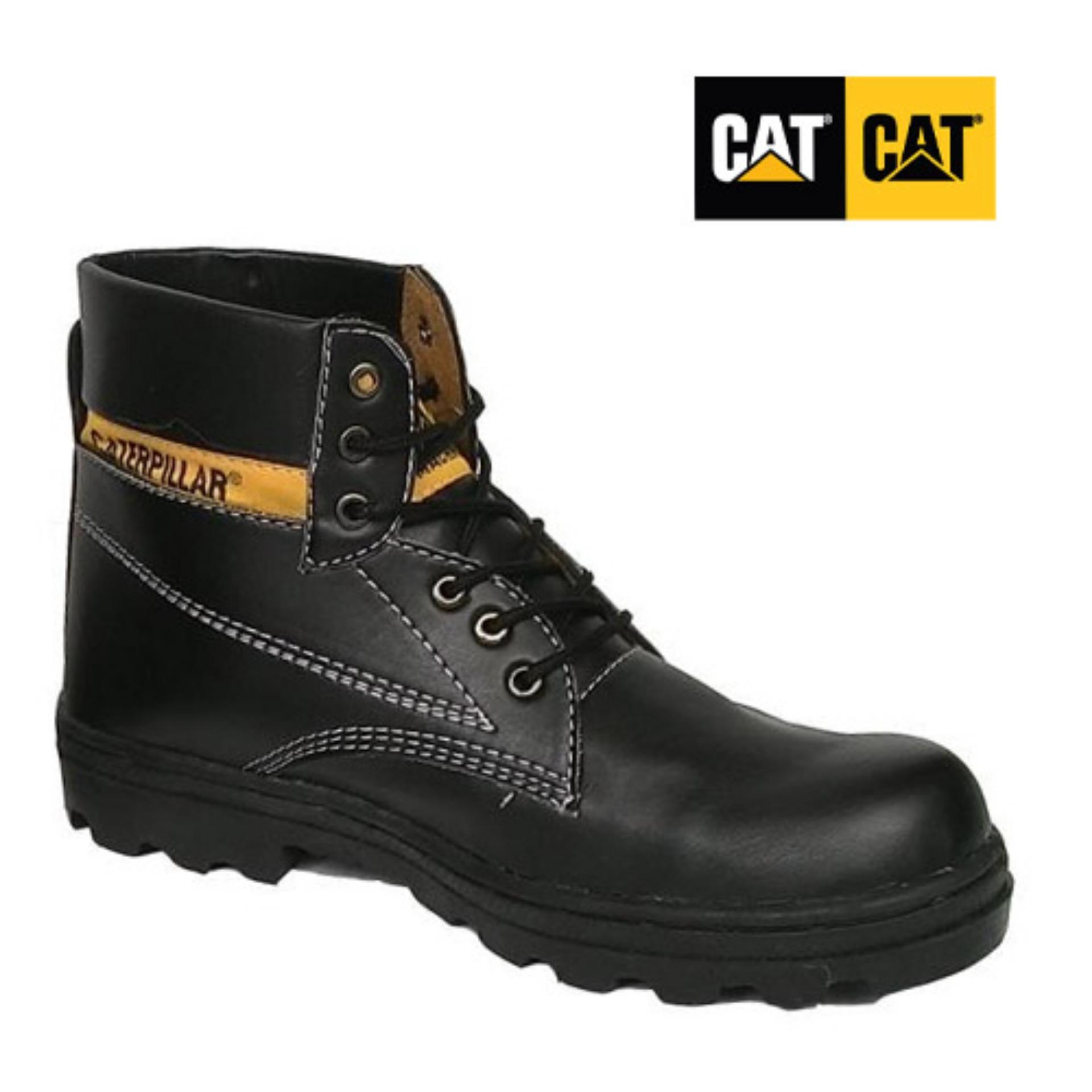 Sepatu pria safety shoes caterpillar bromo hitam licin tinggi , sepatu caterpillar, caterpilar bromo licin hitam, sepatu gunung