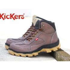 Sepatu Pria Safety Tracking/Gunung Boot Kickers Sued Mercy Ujung Besi (Coklat Tua)