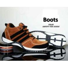 SEPATU PRIA SEMI BOOTS FELIS TAN UJUNG BESI (SAFETY)