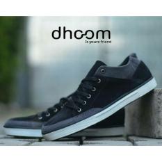 Sepatu Pria Sneakers Low High Casual Remaja dan Dewasa - DHOOM EVOZ 01 - Hitam / Abu-abu / Biru Dongker