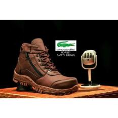 Sepatu Safety Boots Pria Crocodile cokelat Model Armour delta bertali resleting bickers hiking gunung