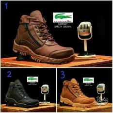 Sepatu Safety Boots Pria Crocodile hitam dan coklat Model Armour delta bertali resleting bickers hiking gunung