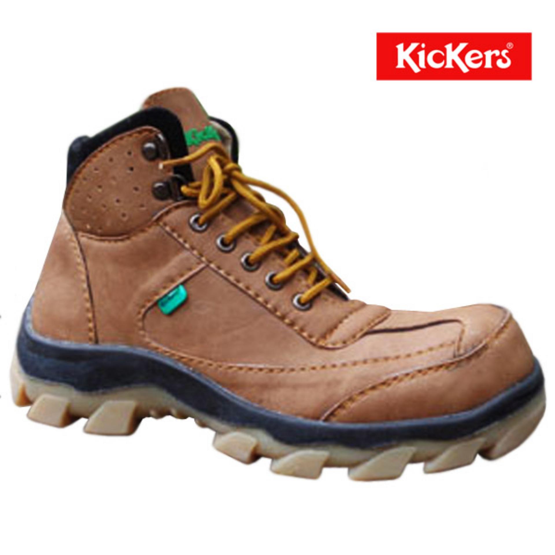 Sepatu safety kickers galardo coklat muda, sepatu pria kickers galarfo, sepatu kickers sepatu hiking pria kickers