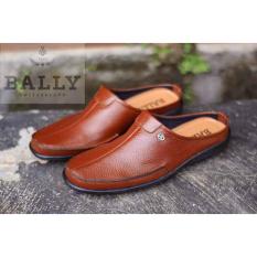 Sepatu Sandal Bally Switzerland Bustong Kulit Asli Slop Pantofel