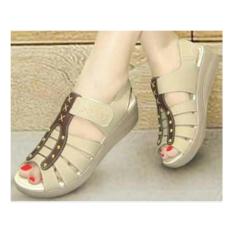 Sepatu Sandal Wanita Wedges Mulan BCN 1200 Cream