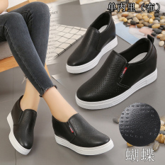 Sepatu Santai Sepatu Wanita Mudah Dipakai Kets Putih Kasual Bertumit Tinggi (62 + Hitam 706 Kupu-Kupu- kain Nelly)