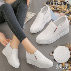 Sepatu Santai Sepatu Wanita Mudah Dipakai Kets Putih Kasual Bertumit Tinggi (62 + Putih 706 Kupu-Kupu -Kain Nelly)