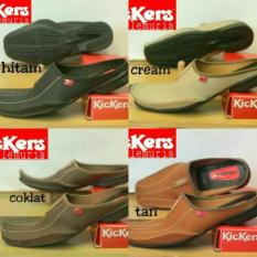 Sepatu Sendal Kickers Lemuria Bally Slop Semi Kulit Flatshoes Sandal Casual Slip On Murah Cowok