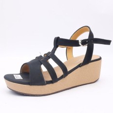 Sepatu Sendal Wedges Wanita Murah Navajo Tali HItam SABRINA Best Seller