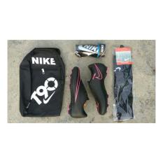 Sepatu Sepak Bola Keren HITAM Garis PINK Bonus Tas, Decker Dan Kaos Kaki Sepatu Bola / Setpatu Bola Keren / Sepatu Bola Murah