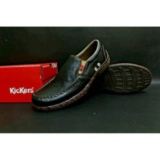 Sepatu Slip On Kulit Garut Hitam Kickers