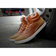 Sepatu Sneakers Casual pria High Dr. Becco Raccoon Coklat Tan Hitam I Pantofel l Kulit Asli Cevany Kickers Bally