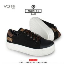 Sepatu Sneakers Wanita Trendy Best Seller - PROTIGO FOOTWEAR ANDALAS WOMAN - Hitam / Coklat
