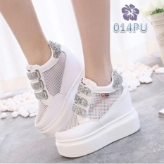 Sepatu Sneakers Wedges Boots Wanita Line Glitter Putih - TRE BS