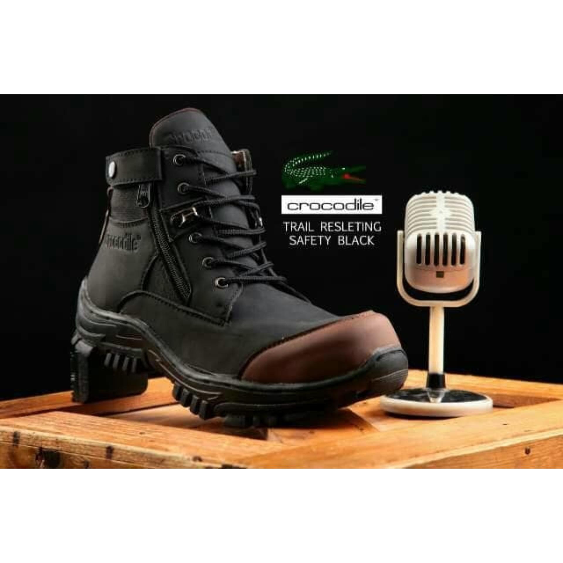 Sepatu Trail Crocodile Safety Shoes Ujung Besi Boots Pria