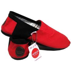 Sepatu unisex sepatu pria sepatu wanita sepatu wakai pria hitam, sepatu wanita wakai slip on loafer sepatu wanita wakai merah hitam