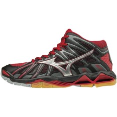 Sepatu voli Mizuno V1GA181786 Wave Tornado X2 MID - Black Silver Chinese Red