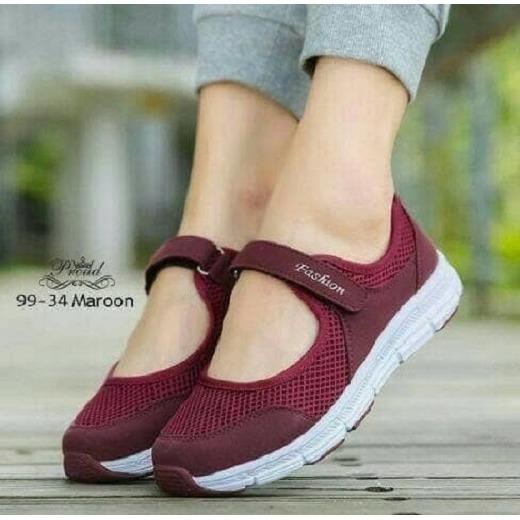 SEPATU WANITA FASHION PREPET KECIL MAROON