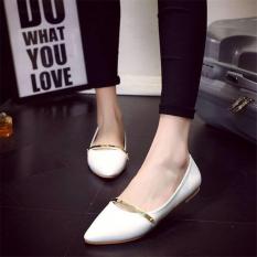 Sepatu Wanita Flat Shoes List Gold SDB58 Putih