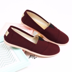 Sepatu Wanita Flat Shoes Slip On Kanvas NS55 - Maroon