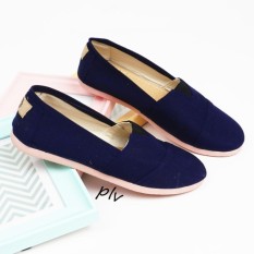 Sepatu Wanita Flat Shoes Slip On Kanvas NS55 - Navy
