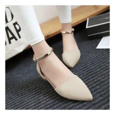 Sepatu Wanita Flat Shoes Tali Gold SDB54 Krem
