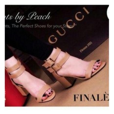Sepatu Wanita Termurah - Heels Hak Gede Imut - Coklat