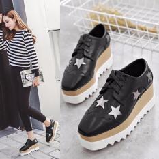 Sepatu Wanita Wedges Bintang Hitam