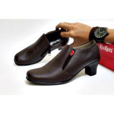 Sepatu Wedges Heels Wanita Kickers Zipper Kulit Asli - Free Kaos Kaki